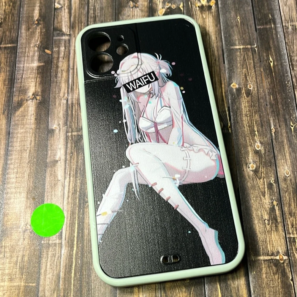 5for$10 Black Green Frame IPhone 12 Phone Case Waifu Cute Anime